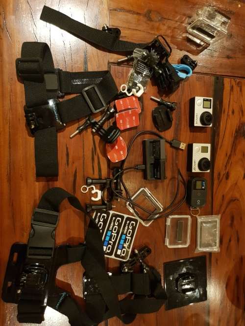 GoPro 4 Silver with 2 Batteries and Dual Charger + GoPro 3+ with Remote & Lots of Accessories 1 Bid